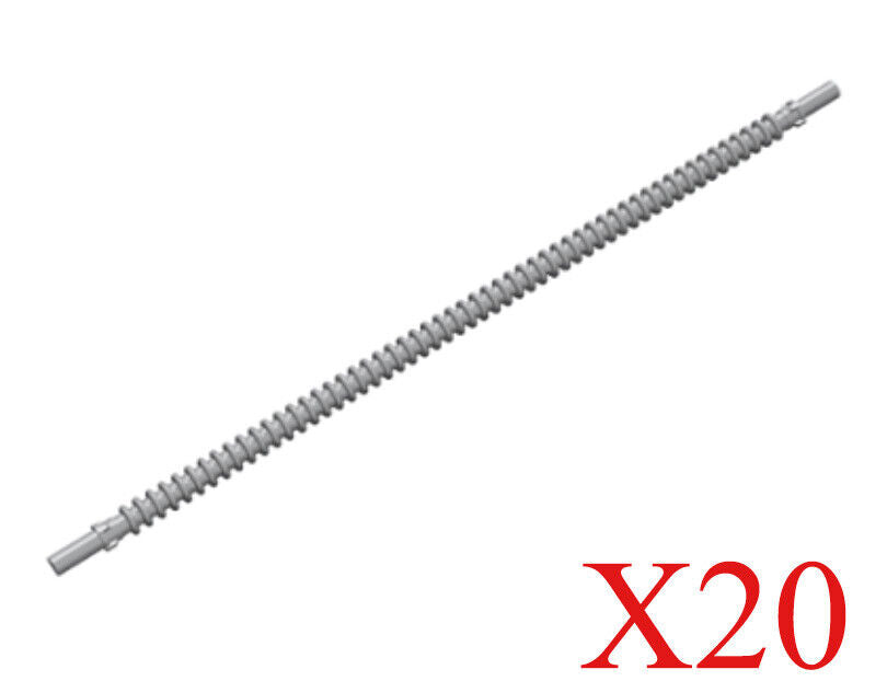 Lego Flat Silver Hose Flexible Ribbed with 8mm Ends, 19L Parts Pieces Lot X20