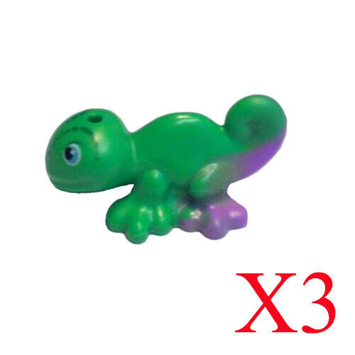 Lego Bright Green Chameleon Lizard Lavender Pattern Friends Minifigure Lot Of 3