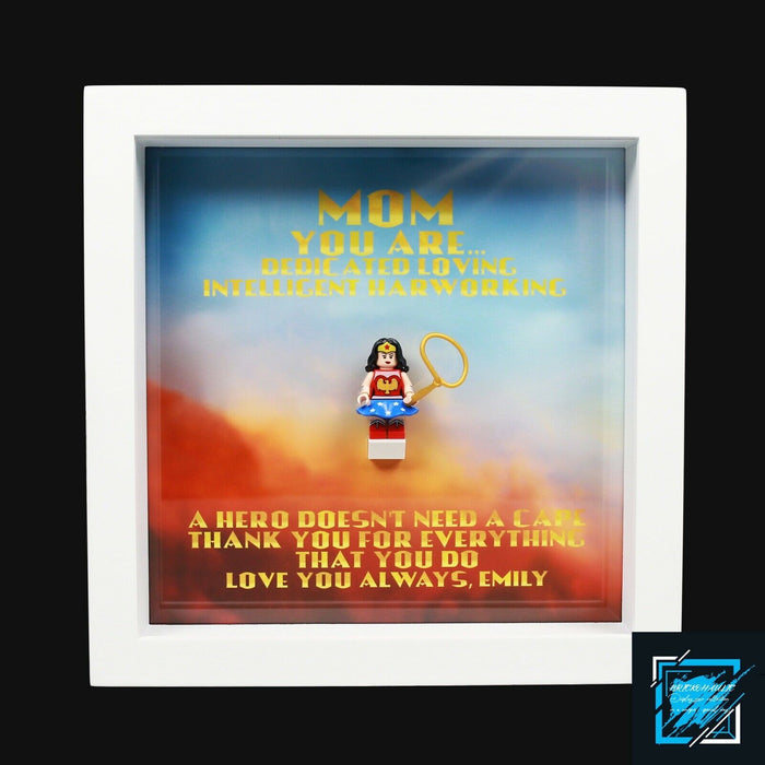 Brickohaulic Personalized Frame Wonder Woman Minifigure Mother, Mom, Wife Gift