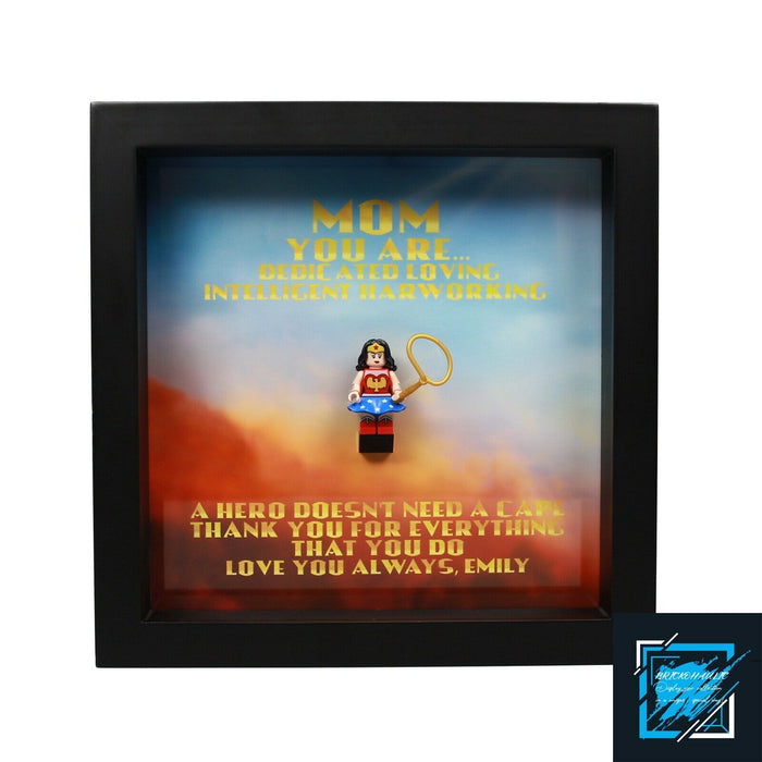 Brickohaulic Personalized Frame Wonder Woman Minifigure Mother, Mom, Wife Gift