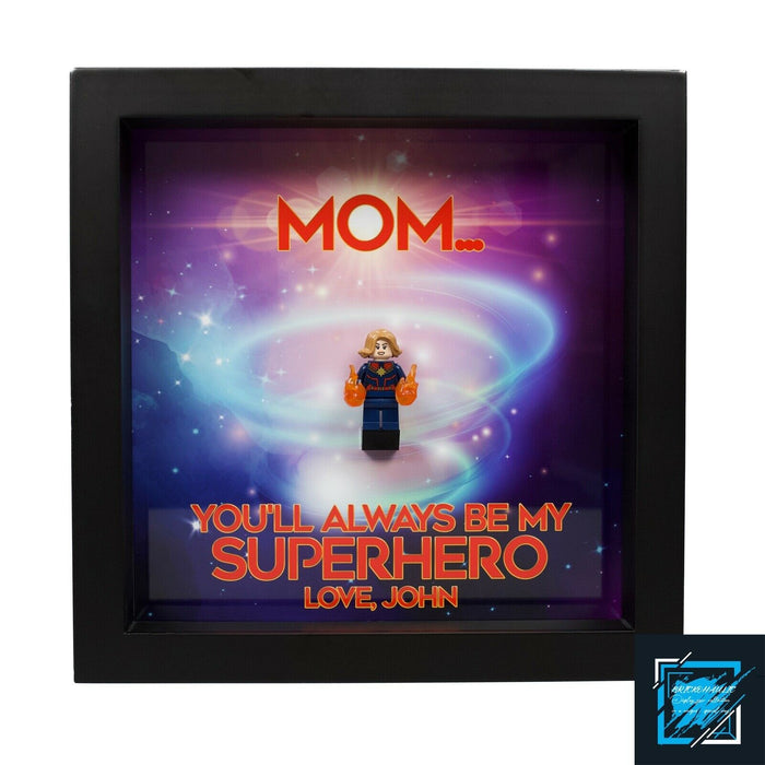 Brickohaulic Personalized Frame Captain Marvel Minifigure Mother, Mom, Wife Gift