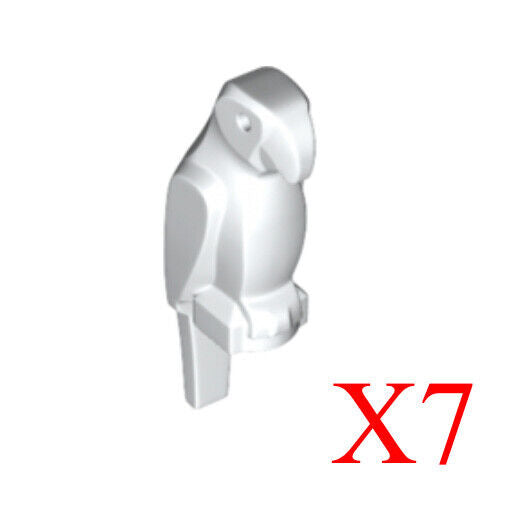 Lego White Parrot Second Version with Large Beak Bird Animal Minifigure Lot of 7