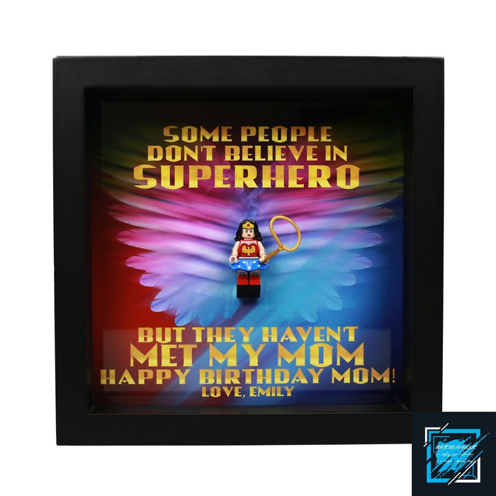 Brickohaulic Personalized Frame Wonder Woman Minifigure Mother, Mom, Wife Gift