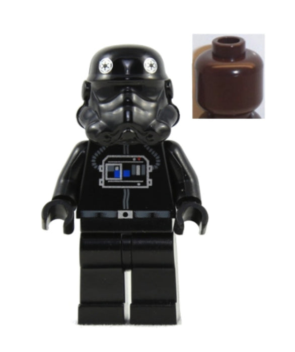 Lego TIE Fighter Pilot 4479 7146 Brown Head Star Wars Minifigure