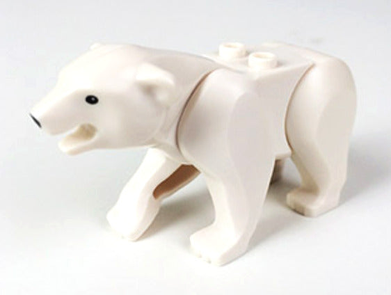 Lego White Polar Bear with 2 Studs on Back, Black Eyes Arctic Animal Minifigure