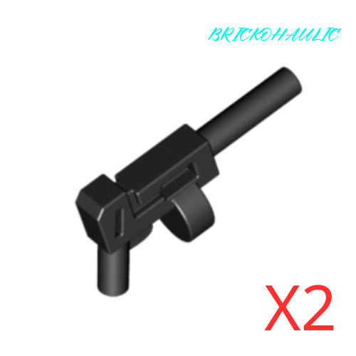 Lego Black Gun Pistol Long Barrel & Round Magazine Weapons Accessories Lot of 2