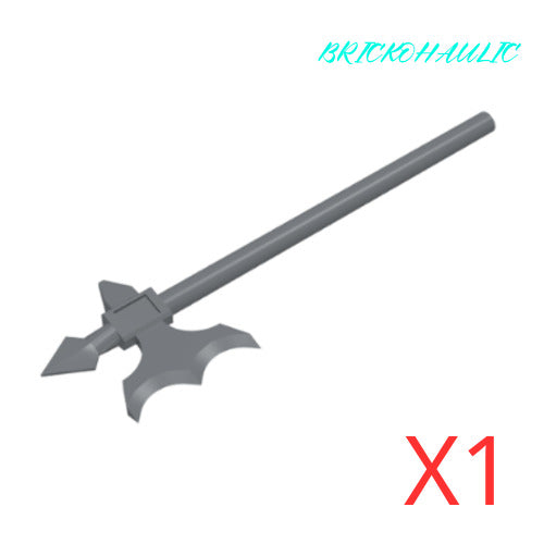 Lego Dark Bluish Gray Axe Halberd Elaborate Weapon Tool Accessory Part