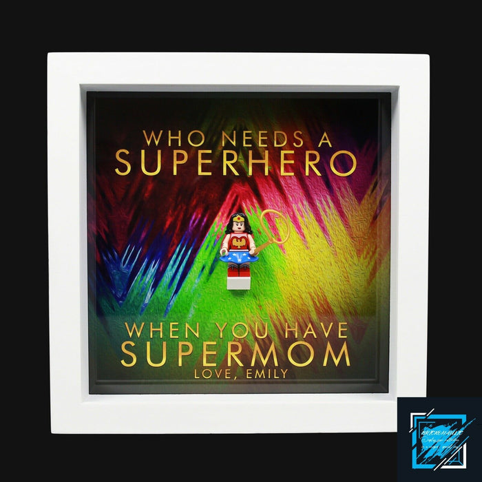 Brickohaulic Personalized Frame Wonder Woman Minifigure Mother, Mom, Wife Gift