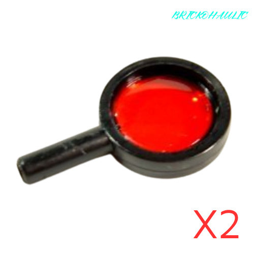 Lego Black Magnifying Glass with Trans-Red Lens Utensils Accessories Lot of 2