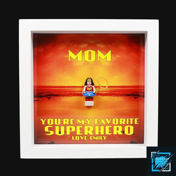 Brickohaulic Personalized Frame Wonder Woman Minifigure Mother, Mom, Wife Gift