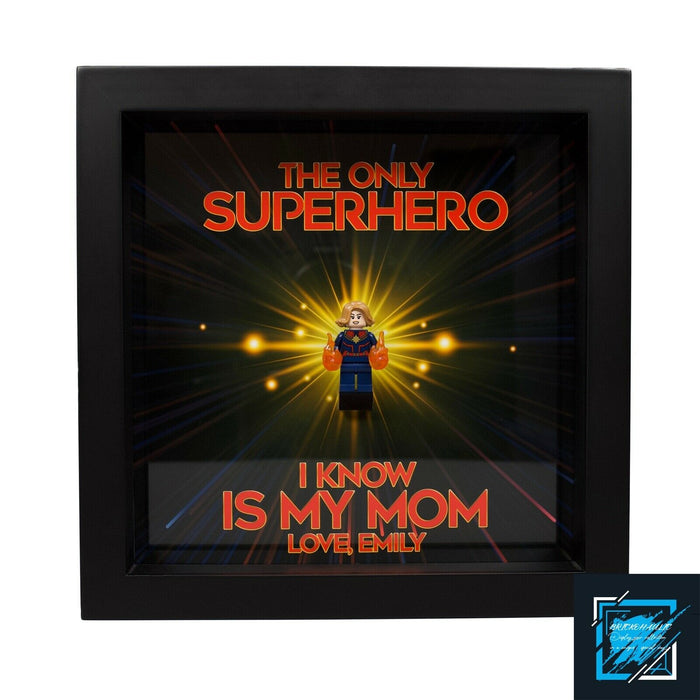 Brickohaulic Personalized Frame Captain Marvel Minifigure Mother, Mom, Wife Gift