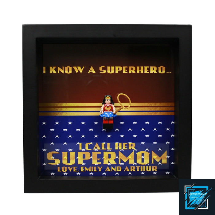 Brickohaulic Personalized Frame Wonder Woman Minifigure Mother, Mom, Wife Gift