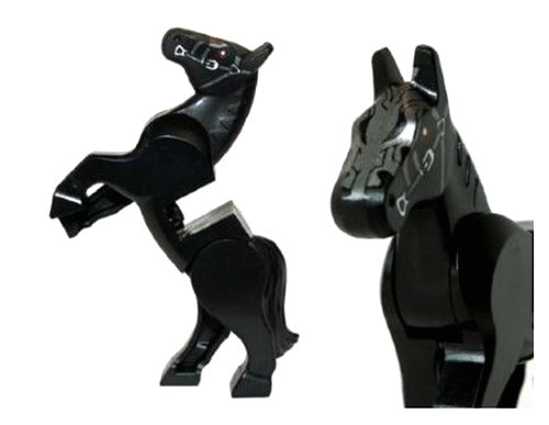 Lego Black Horse Movable Legs 79007 9472 with Dark Red Eyes Animal Minifigure