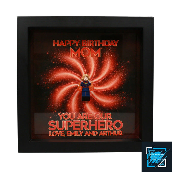 Brickohaulic Personalized Frame Captain Marvel Minifigure Mother, Mom, Wife Gift