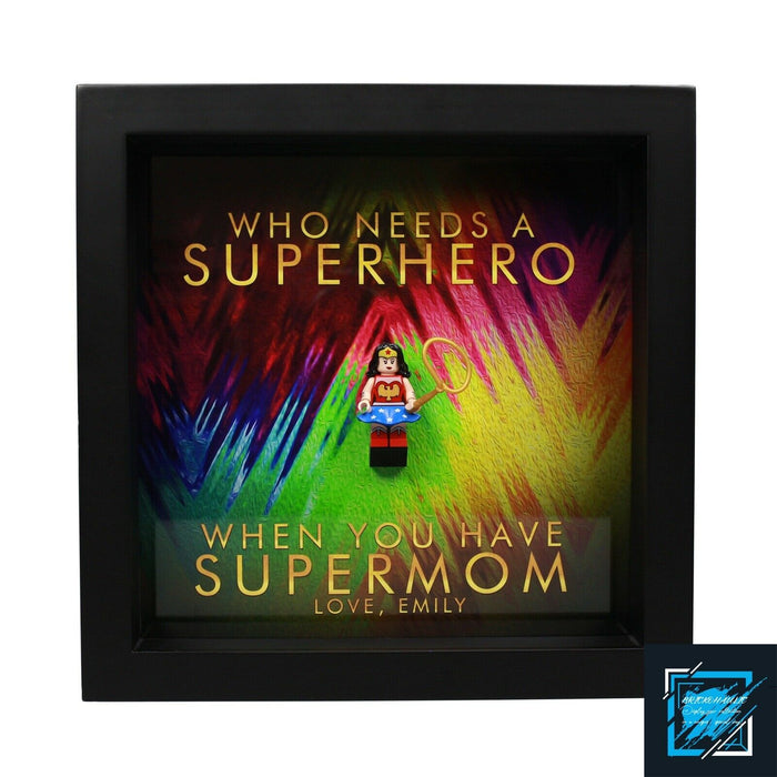 Brickohaulic Personalized Frame Wonder Woman Minifigure Mother, Mom, Wife Gift