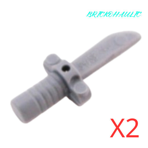 Lego Dark Bluish Gray Knife with Flat Hilt End Weapons Accessories Lot of 2