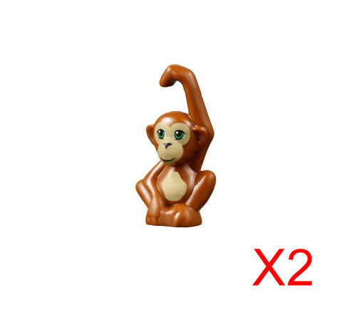 Lego Dark Orange Baby Monkey - Orangutan Animal Friends Minifigure Lot Of 2