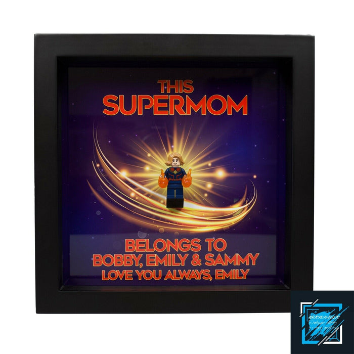 Brickohaulic Personalized Frame Captain Marvel Minifigure Mother, Mom, Wife Gift
