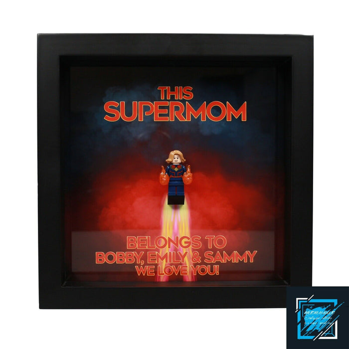 Brickohaulic Personalized Frame Captain Marvel Minifigure Mother, Mom, Wife Gift