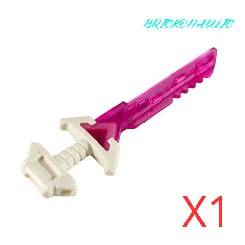 Lego White Sword Trans-Dark Pink Serrated Blade Pattern Weapon Accessory Part