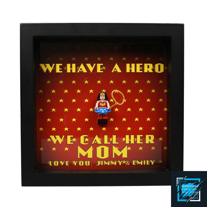 Brickohaulic Personalized Frame Wonder Woman Minifigure Mother, Mom, Wife Gift