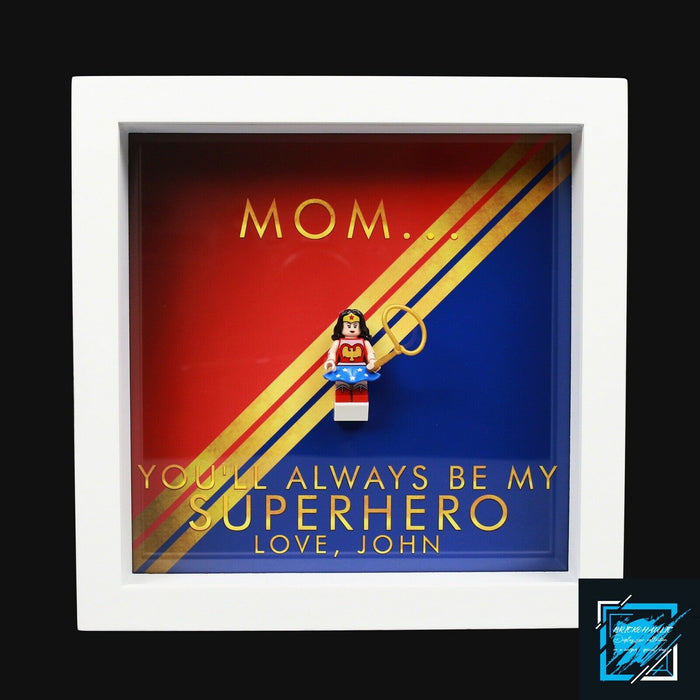 Brickohaulic Personalized Frame Wonder Woman Minifigure Mother, Mom, Wife Gift