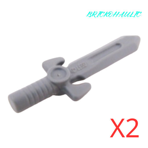 Lego Dark Bluish Gray Sword Small with Angular Hilt Weapons Accessories Lot of 2