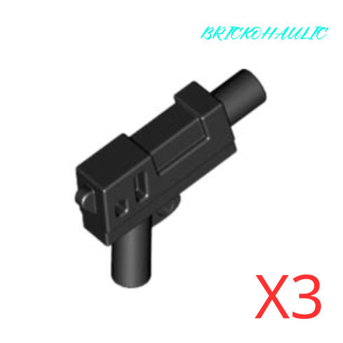 Lego Black Gun Pistol Automatic Medium Barrel Weapons Accessories Parts Lot of 3