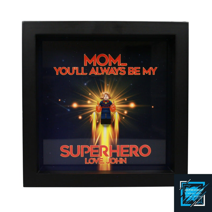 Brickohaulic Personalized Frame Captain Marvel Minifigure Mother, Mom, Wife Gift