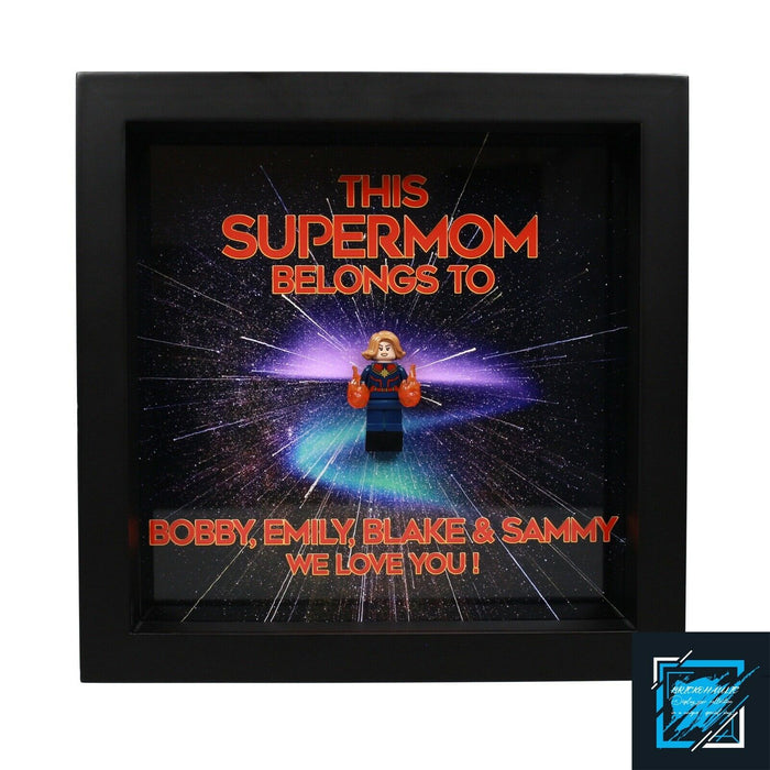 Brickohaulic Personalized Frame Captain Marvel Minifigure Mother, Mom, Wife Gift
