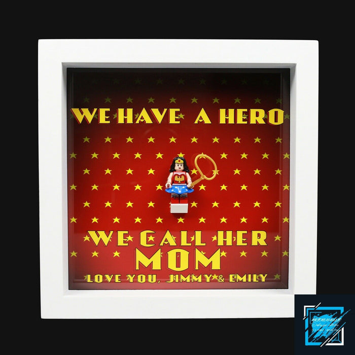 Brickohaulic Personalized Frame Wonder Woman Minifigure Mother, Mom, Wife Gift