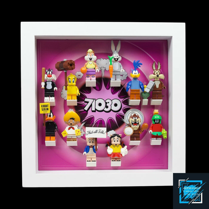 Brickohaulic White Display Frame Case for Looney Tunes Minifigures 71030