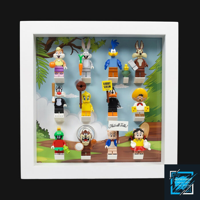 Brickohaulic White Display Frame Case for Looney Tunes Minifigures 71030
