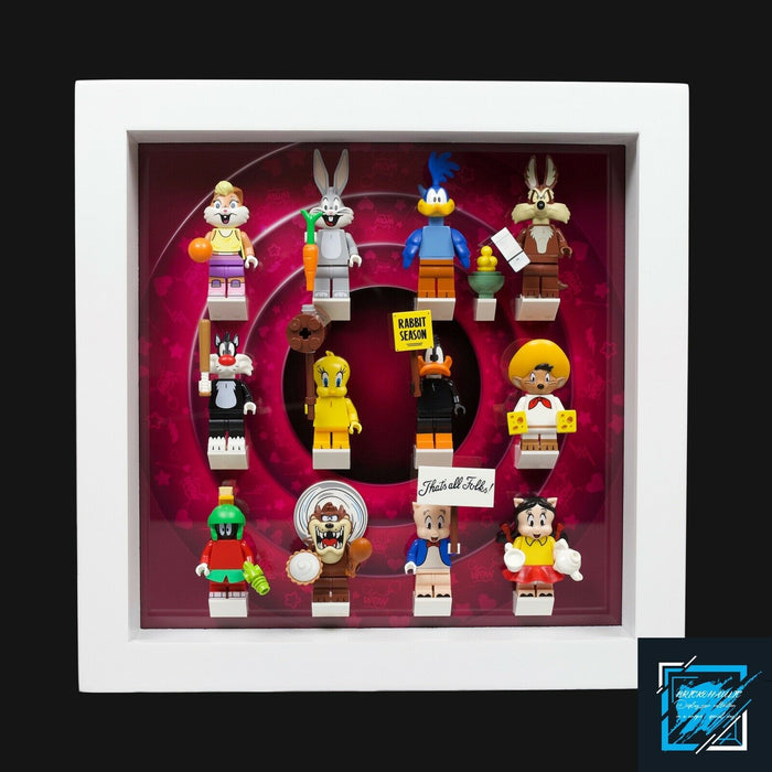 Brickohaulic White Display Frame Case for Looney Tunes Minifigures 71030