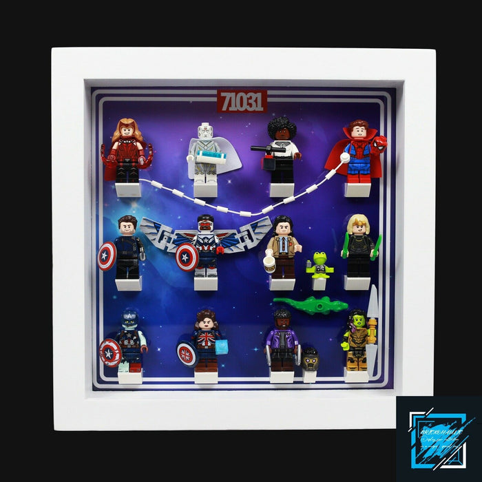 Brickohaulic White Display Frame Case for Marvel Studios Minifigures 71031