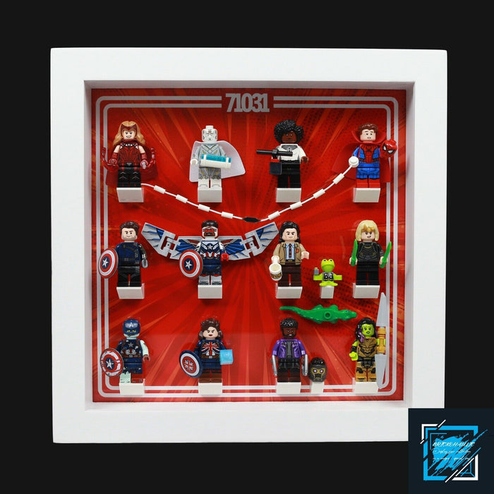 Brickohaulic White Display Frame Case for Marvel Studios Minifigures 71031