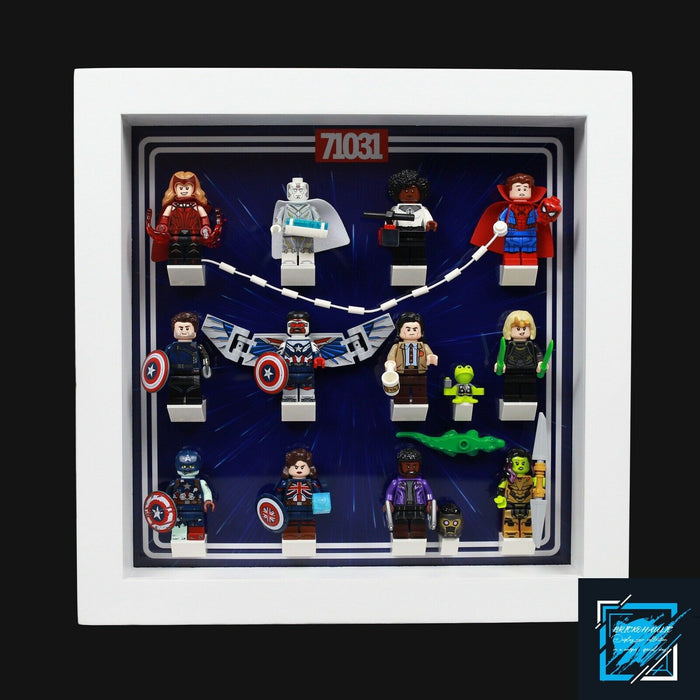 Brickohaulic White Display Frame Case for Marvel Studios Minifigures 71031