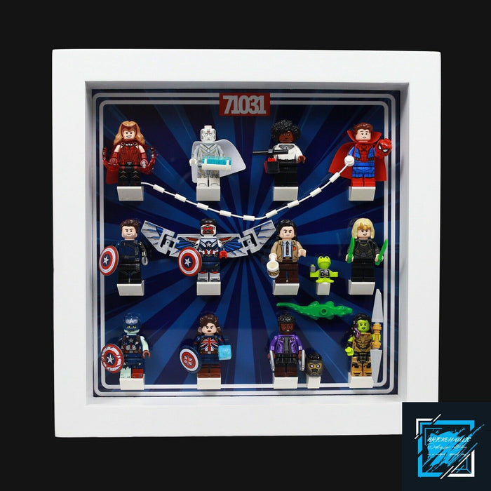 Brickohaulic White Display Frame Case for Marvel Studios Minifigures 71031