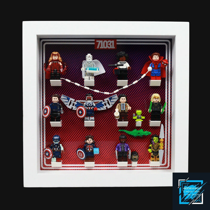 Brickohaulic White Display Frame Case for Marvel Studios Minifigures 71031