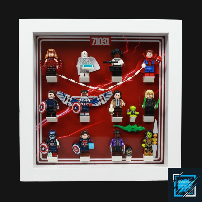 Brickohaulic White Display Frame Case for Marvel Studios Minifigures 71031