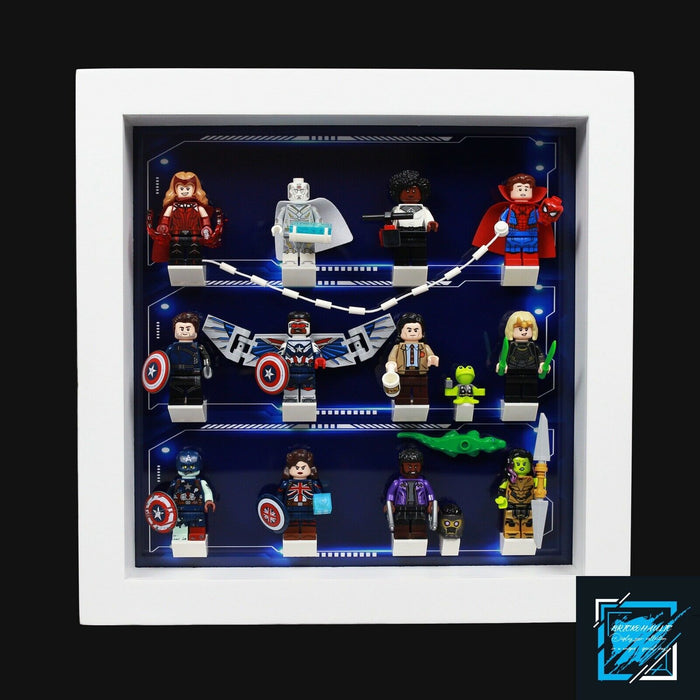 Brickohaulic White Display Frame Case for Marvel Studios Minifigures 71031