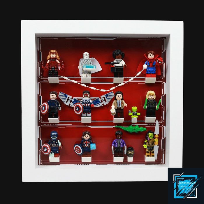 Brickohaulic White Display Frame Case for Marvel Studios Minifigures 71031