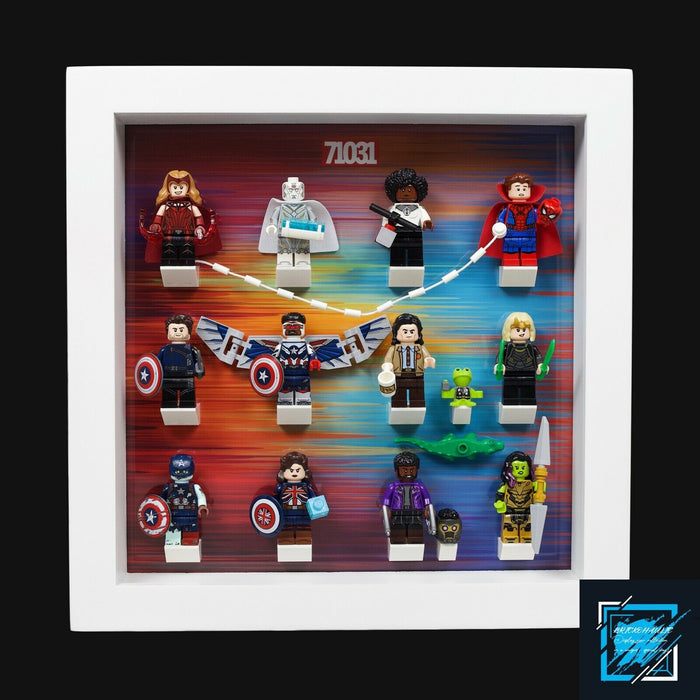 Brickohaulic White Display Frame Case for Marvel Studios Minifigures 71031