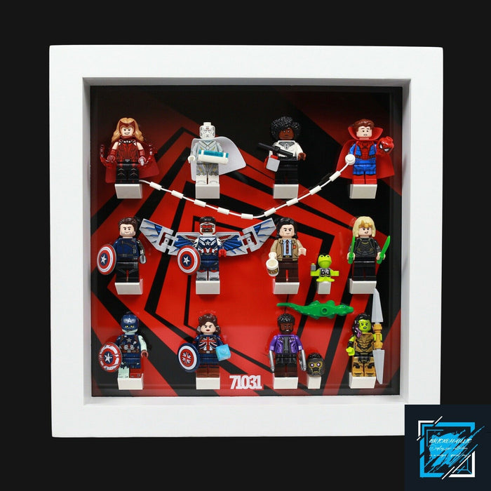 Brickohaulic White Display Frame Case for Marvel Studios Minifigures 71031