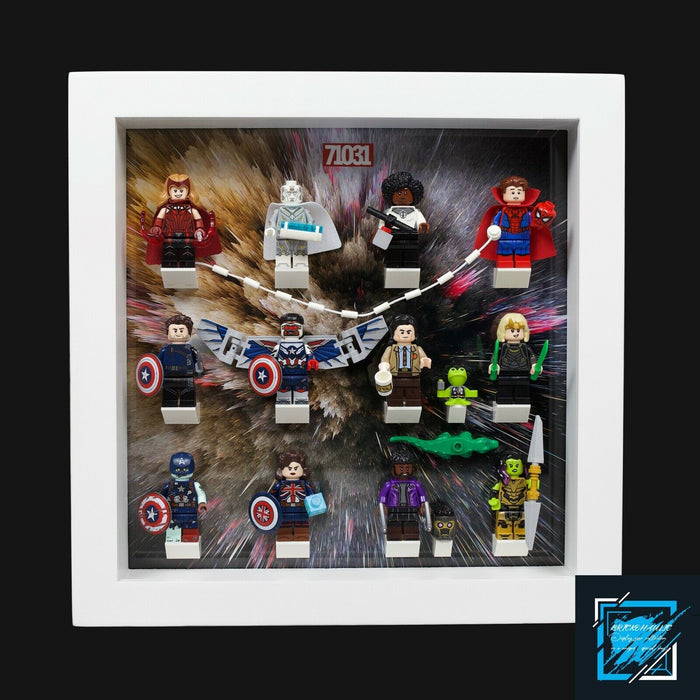 Brickohaulic White Display Frame Case for Marvel Studios Minifigures 71031