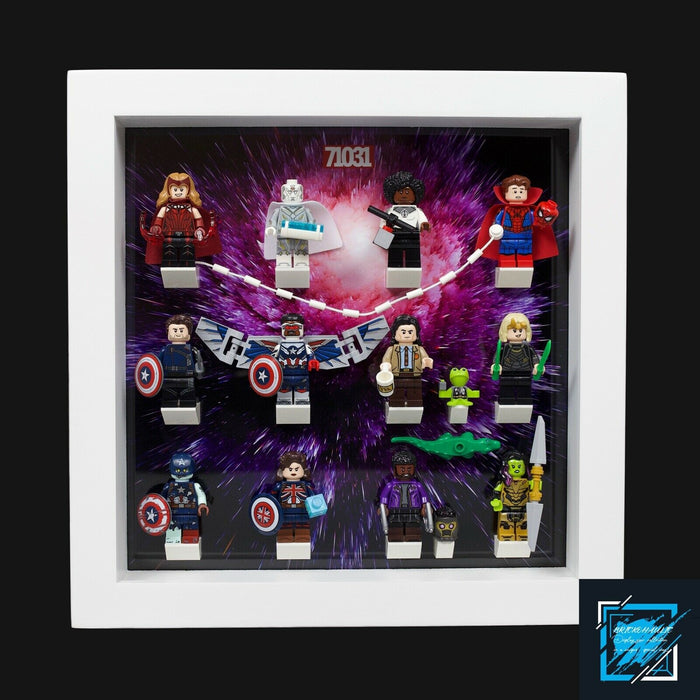 Brickohaulic White Display Frame Case for Marvel Studios Minifigures 71031