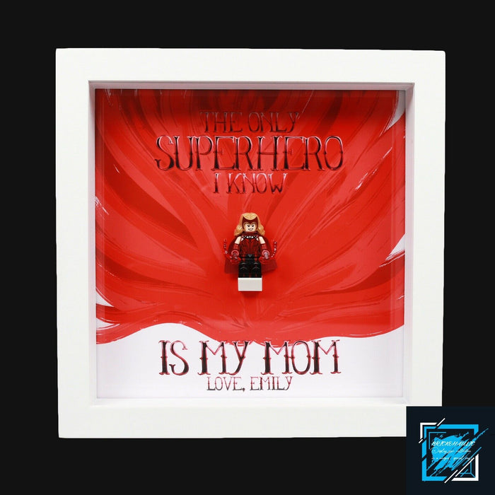 Brickohaulic Personalized Frame Scarlet Witch Minifigure Mother, Mom, Wife Gift