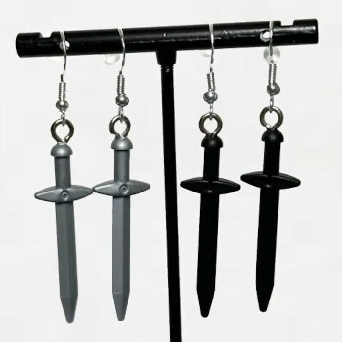 Brickohaulic Long Sword Dangle Earrings Handmade with LEGO® Bricks Parts