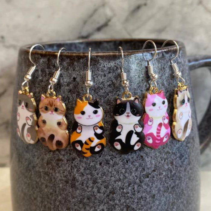 Brickohaulic Hanging Cat Drop Earrings Handmade with LEGO® Bricks Parts