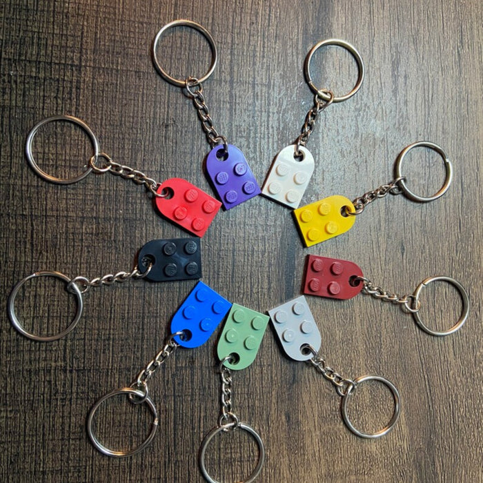 Brickohaulic Heart Keychain Pair Handmade with LEGO® Bricks Parts